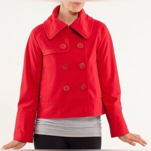Lululemon Coco Softshell red jacket, Size 8, adjustable sleeves & collar